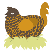 A bark and ochre chicken with a lace pattern