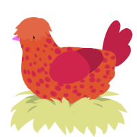 (unnamed), a vermilion and crimson chicken with a speckle pattern