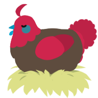 A bark and crimson chicken with a head pattern