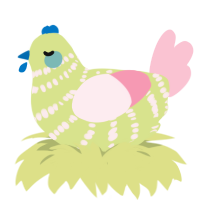 A lemon and rose chicken with a bar pattern