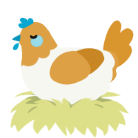 A white and orange chicken with a head pattern