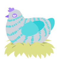 Electric Storm, a mist and aqua chicken with a bar pattern