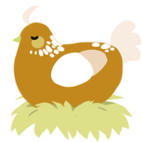 A ochre and cream chicken with a neck-speckle pattern