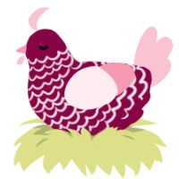A maroon and rose chicken with a lace pattern
