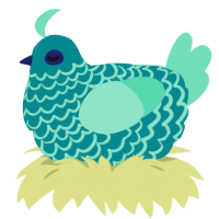 A teal and mint chicken with a lace pattern
