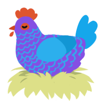 A blurple and sky chicken with a lace pattern