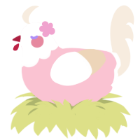 蜜, a rose and cream chicken with a head pattern