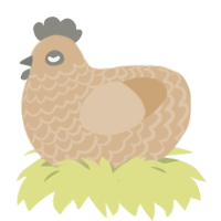 A beige chicken with a lace pattern