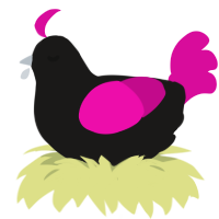 A sable and fuchsia chicken