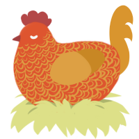 A vermilion and orange chicken with a double-lace pattern