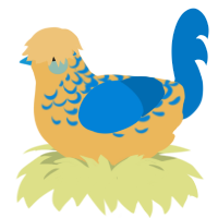 A honey and sapphire chicken with a half-lace pattern