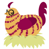 A honey and maroon chicken with a bar pattern