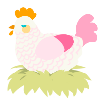 A white and rose chicken with a lace pattern
