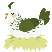 A white and olive chicken with a half-lace pattern