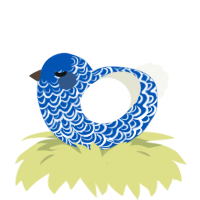 A ultramarine and white chicken with a double-lace pattern