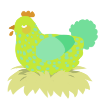 A lime and spring chicken with a speckle pattern