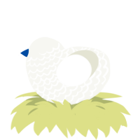 A white chicken with a lace pattern