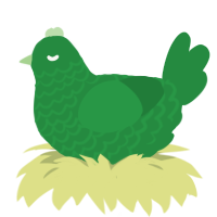 A viridian chicken with a lace pattern