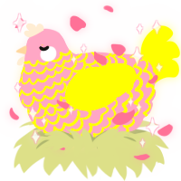 A rose and yellow chicken with a lace pattern