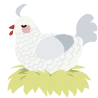 A white and mist chicken with a lace pattern