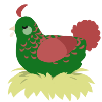 A leaf and red chicken with a half-lace pattern