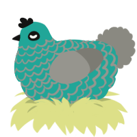 A turquoise and ash chicken with a lace pattern