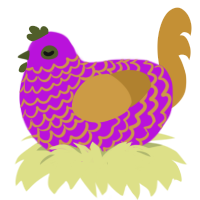 Sam WinCh00kster, a amethyst and gold chicken with a lace pattern