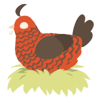 A vermilion and bark chicken with a lace pattern