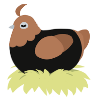 A black and brown chicken with a head pattern