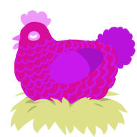 A fuchsia and amethyst chicken with a lace pattern