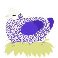 A white and indigo chicken with a double-lace pattern
