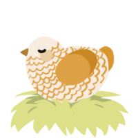 A cream and orange chicken with a lace pattern