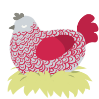 A mist and crimson chicken with a double-lace pattern