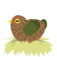 A brown and olive chicken with a speckle pattern