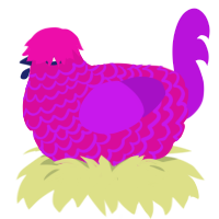 A fuchsia and amethyst chicken with a lace pattern