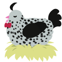 A silver and black chicken with a speckle pattern