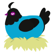 (unnamed), a cerulean and black chicken with a head pattern