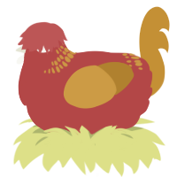 A red and gold chicken with a neck-band pattern