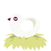 A white chicken with a lace pattern
