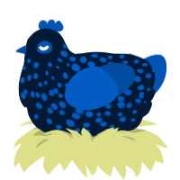 A tumblr and ultramarine chicken with a speckle pattern