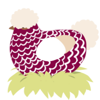 A maroon and cream chicken with a lace pattern