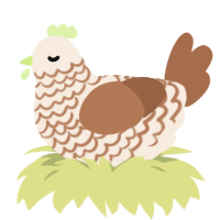 cookie, a cream and brown chicken with a lace pattern