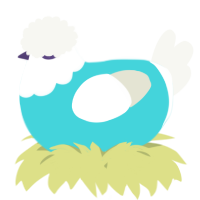 A aqua and white chicken with a head pattern