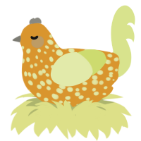 floret, a orange and lemon chicken with a speckle pattern