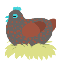 A grey and russet chicken with a speckle pattern