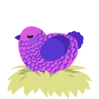 A orchid and indigo chicken with a lace pattern