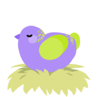 A lilac and lime chicken with a neck-band pattern