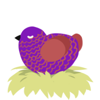 A violet and red chicken with a lace pattern