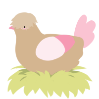 A beige and rose chicken