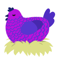 A amethyst and indigo chicken with a lace pattern
